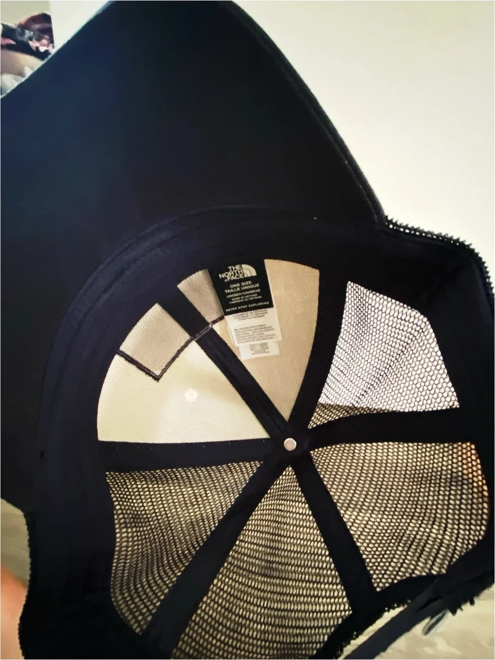 The North Face Navy Blue and Ivory Trucker Hat